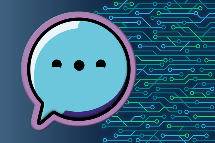 Illustration mit Chatbot für den KI-Onlinekurs auf KI-Campus